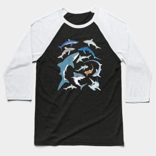 Whale Shark Blue Shark Mako Shark Species Baseball T-Shirt